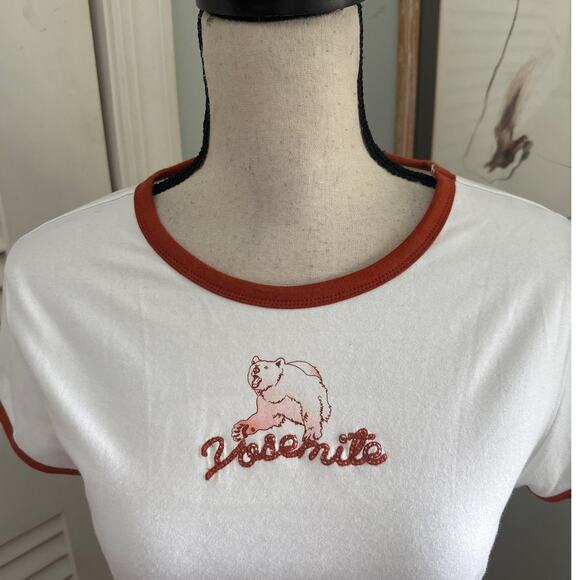 LOVE PEACE LAZY DAYS Womens Shirt XL Yosemite Ringe Tee Grizzly Graphic Casual - Picture 3 of 9